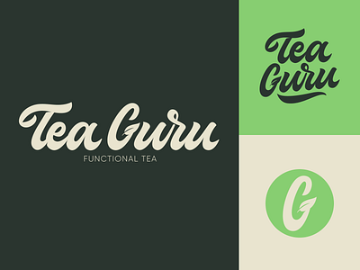 Tea Guru - Lettering Logo Project branding calligraphy clothing design fashion font free hand lettering identity lettering logo logotype mark packaging script sketches streetwear type typo typography