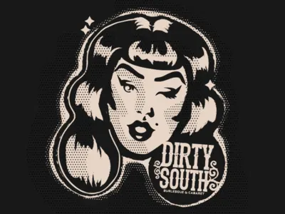 Winking Bettie bettie page burlesque circus halftones halloween illustration pin up pin up pin up girl retro retro badge rockabilly spoopy vintage vintage art