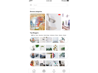 Blogging App app blog app blog design blogging design pinterest ui ux