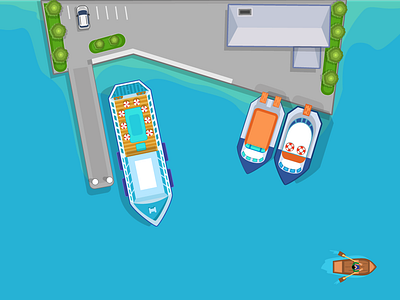 Harbor 2d birds eye cruise ship design game harbor illustration illustrator sea ship vector