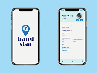 Concept for a band-forming app band design drums guitar music ui vector