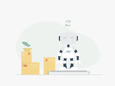 Sync your products chatbot ecommerce illustration product robot shop sync