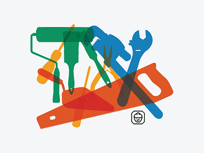 Composition Tools blue green orange overlay silhouette tools vector yellow