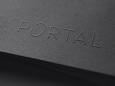 Portal black brand branding design emboss embossing graphic identity logo minimal modern paper portal print sci fi science simple space stationary type