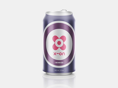 X-On Energy Drink | Berries bottle branding can energy drink label mockup package packaging