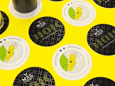 Coasters | MAG Bistrot 3d 3d mockup 3d model 3d render bar beer bistrot brand identity brand identity design cinema 4d coaster design corona render coronarender graphic design mock up mockup mockup design realistic mockup restaurant thanatos digital agency