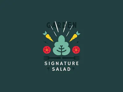 Salad branding garden icon illustration salad simple vegan veggies