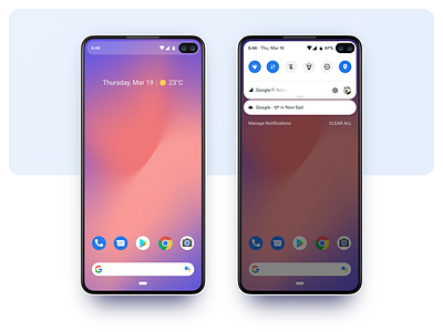 Pixel 4 Notifications android clean concept controls design drop down google material design mobile notifications phone pixel ui ux