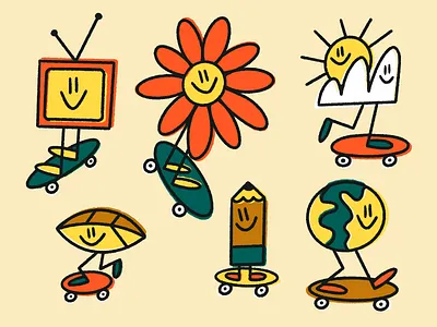 THE squad 🌼 art character drawing fun illustration skatboarding texture vector