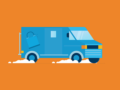 Security Van + Two invite codes car cash driving flat geometric hustle illustration padlock perspective secutiry van vector vehicle