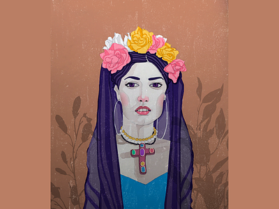 Frida Kahlo, portrait style4 adobe art design digital drawing dribbble dribbble shot fasion frida kahlo fridakahlo illustration illustrator cc love models photoshop portait portrait art