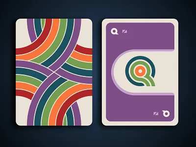 Rainbow card game - card back and a purple queen board game board games card art card games retro vector