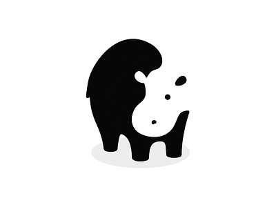 Negative hippo illustration logo logo design negative space