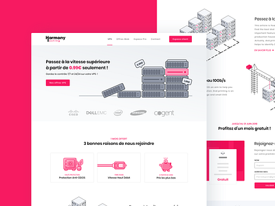 Harmony Hosting - Landing page branding design home hosting illustration interface landing page logo redesign ui ux web webdesign