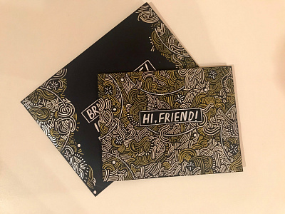 hi, friend card lettering lines metallic metallic ink