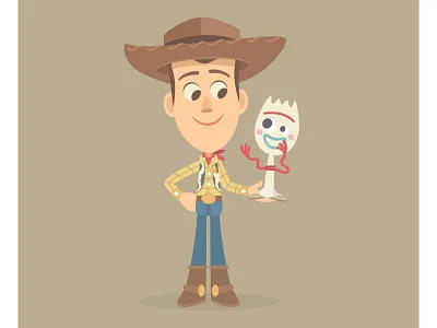 Woody and Forky animation character art character design cute disney illustration pixar woody