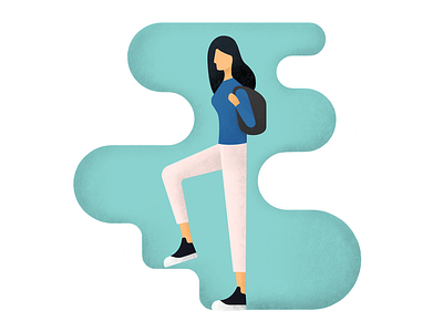Step by step blue color girl illustration self