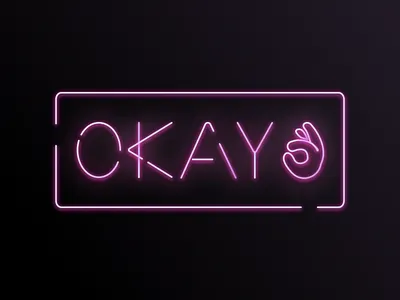 Okay 👌 3d branding glow gradient illustration lettering logo neon product typography ui vector
