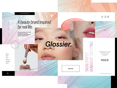 Glossier Website Design Concept branding cosmetics creative design graphic desgin makeup product design typogaphy ui web web design