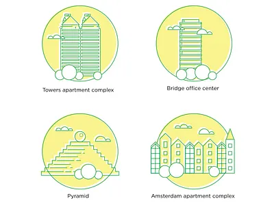 Dnipro city icons architecture building building icon city dnipro flat icons illustration most outline sites ukraine urban vector yellow