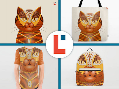 The geocat cat character child doodle doodleart feline funny fur garfield geometric illustration kitten mascot mascotte orange pet poster surface design