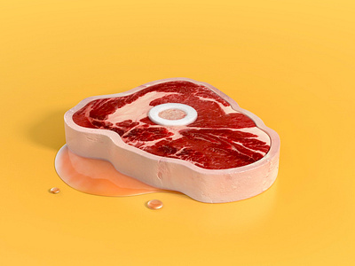 Rare 3d food illustration steak