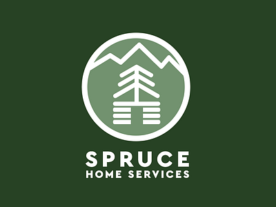 Spruce 1 cabin illustration logo mountain tree