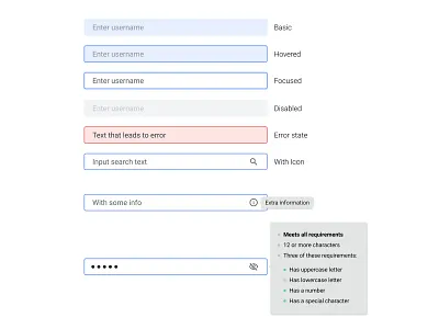 TextField Component states component disabled field focused hover state icon password states text text field ui ui component ux web