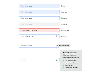 TextField Component states component disabled field focused hover state icon password states text text field ui ui component ux web