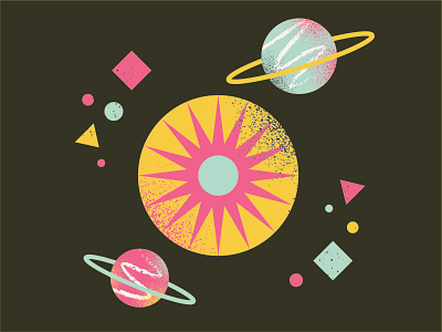 Planets and Space design illustration planets shapes space stars sun