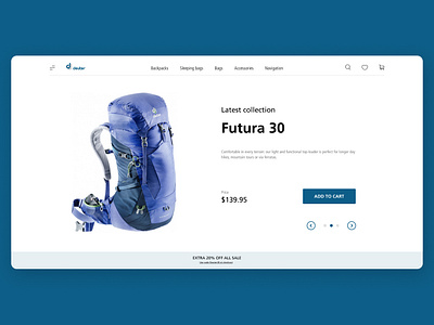Main Screen deuter.com backpack design desktop deuter icon minimal screen typography ui ux web