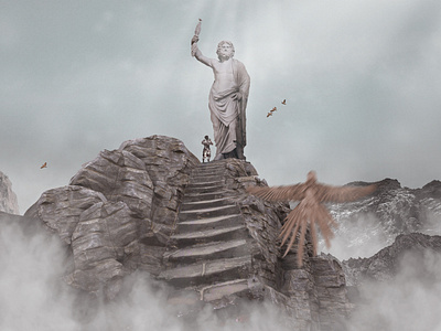 God Of Olympus art character clean concept concept art digital 2d digital art enviroment fantasy game game art illustration matte matte painting mountain painting photoshop statue