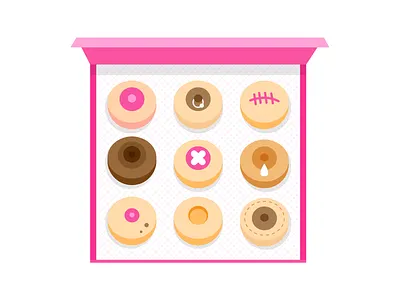 Mixed Pack boob boobs cute design dessert donuts female flat flat design food graphic illustration illustrator pink sweet vector