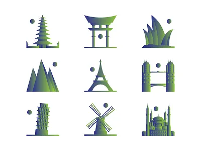 Landmark icon icon set illustration landmark