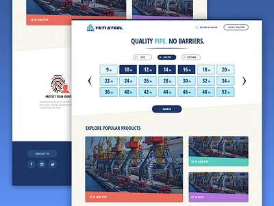 Yeti Steel colorful industrial ui website