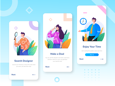 Help Freelancers Find Work Onboarding App app character colorful design device flat gradient gradients illustration leaf mobile app onboarding people uiux uiuxdesigner web