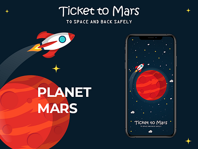 Ticket to Mars - Splash Screen design dribbble illustration mars mobile app mobile app design mobile application mobile ui planet rocket ticket uidesign ux