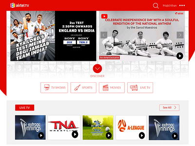 Airtel TV Web UI design ott tv ui ux website