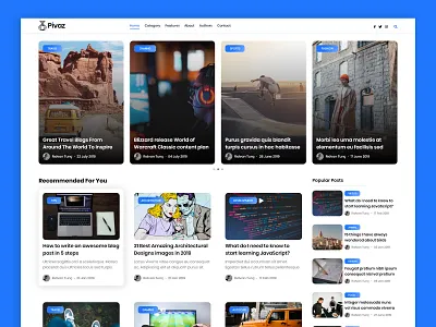 Pivaz Blog adobe xd blog news personal pivaz template ui ui8