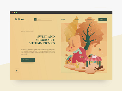 Autumn Picnic. animals app art debut design flat illustration illustration art illustrator landing page landingpage ui uidesign ux vector web webdesign webheader website website design