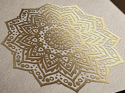 Beautiful Mandala printed with gold foil stamping design foil stamp foil stamped foil stamping gold gold foil graphic logo logotype manada mandala mandalas meditate spa stamping vector wellbeing wellness yoga zen