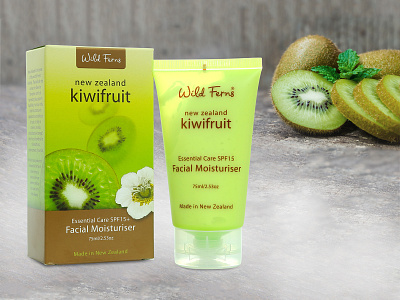 Kiwifruit Facial Moisturiser Packaging Design beauty design facial graphics label nisha nisha droch nisha f1 pack design packaging product design product label product packaging