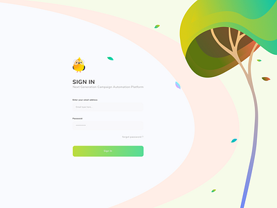 Campaign Automation Platform - Sign in page art automation campaign design green illustrator tree vector webapplication webdesign