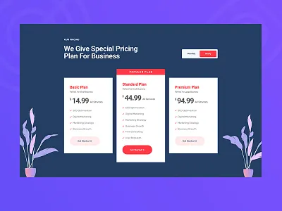 Pricing Table app app landing branding business clean creative illustration ux vector