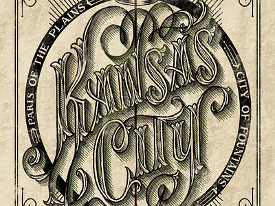 Kansas City, MO arrow black corn crown hand lettering lettering serif