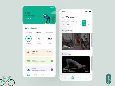 Fitness App app bodybuilding clean creative design exercise fitness gym health health tracker illustration ios app modern sketch training uiux workout yoga zumba