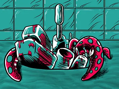 Pre-Apocalyptic Signage - Kitchen Sink (detail) digital digital art graphic design illustration limited color palette print signage