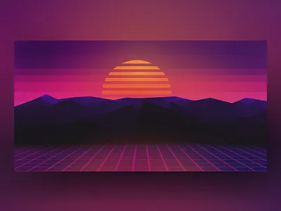 Retro sunset 80s 80s style after effects illustration motion design sunset