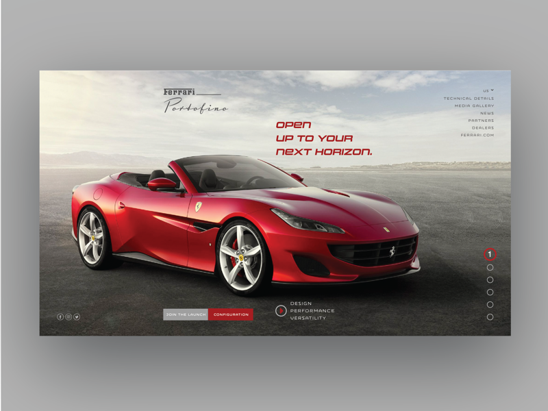 Example of Concept Ferrari Landing Page