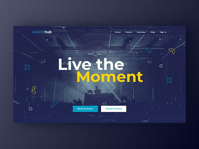 Eventzhub Homepage Design adobe xd banner banner design dark dark theme dark ui design dribble event events homepage homepage design landing page landing page design ui web web design website